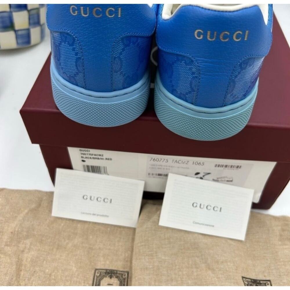 Men's Gucci ace crystal canvas low top sneakers size 7 fits 7.5US made in Italy - Picture 6 of 13